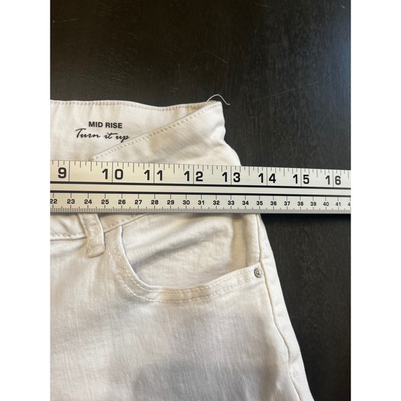 DEAL JEANS White Mid Rise Skinny Jeans Floral Cuff Women's Small - Picture 6 of 11